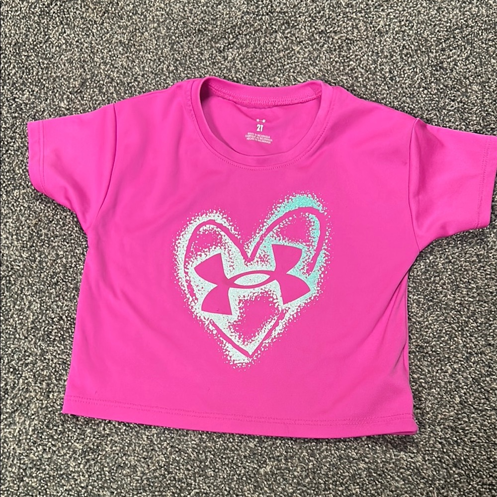 Under Armour Kids Pink Heart Logo T-Shirt